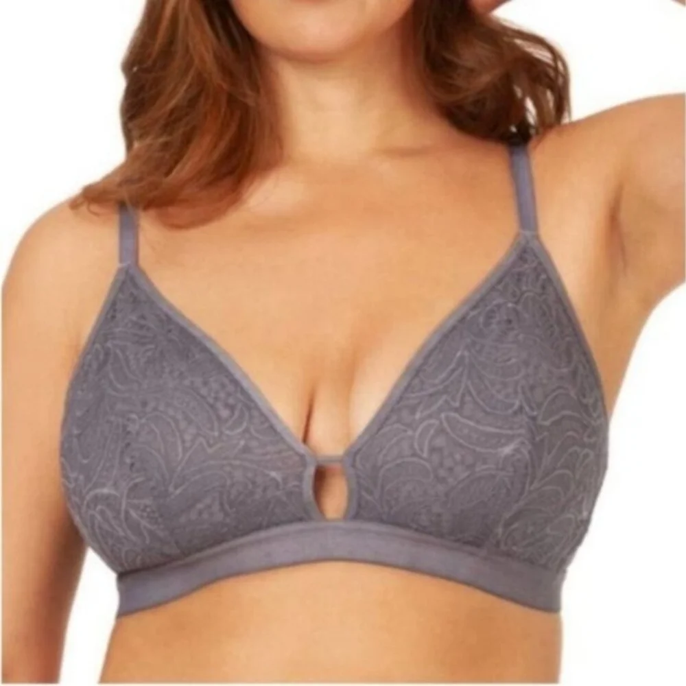 NWT Lively Smoke Gray Palm Lace Busty Bralette Bra Size 4 42DD 40G 40DDD